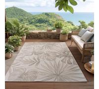 HomebyHome Tapis Extérieur Beige 280x370 cm Résistant aux Intempéries UV Facile d'entretien Motif Feuilles de Palmier pour Balcon Terrasse Jardin Salon