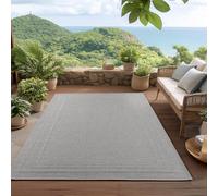 HomebyHome Tapis Extérieur Gris 160x230 cm Résistant aux Intempéries UV Facile d'entretien Uni avec Bordure pour Cuisine Balcon Terrasse Jardin Salon