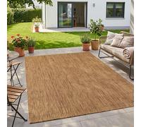 HomebyHome Tapis Extérieur Marron 140x200 cm Balcon Terrasse Jardin Résistant aux intempéries UV résistant Moyen Grand Uni Tissage Plat Facile à Nettoyer Robuste Moderne
