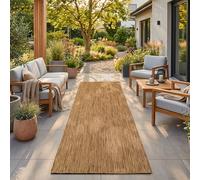 HomebyHome Tapis Extérieur Marron 80x250 cm Balcon Terrasse Jardin Résistant aux intempéries UV résistant Tapis Couloir Uni Tissage Plat Facile à Nettoyer Robuste Moderne