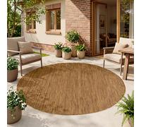HomebyHome Tapis Extérieur Marron Rond 160 cm Balcon Terrasse Jardin Résistant aux intempéries UV résistant Grand Uni Tissage Plat Facile à Nettoyer Robuste Moderne