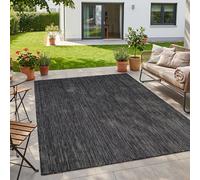 HomebyHome Tapis Extérieur Noir 120x160 cm Balcon Terrasse Jardin Résistant aux intempéries UV résistant Moyen Uni Tissage Plat Facile à Nettoyer Robuste Moderne