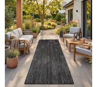 HomebyHome Tapis Extérieur Noir 80x250 cm Balcon Terrasse Jardin Résistant aux intempéries UV résistant Tapis Couloir Uni Tissage Plat Facile à Nettoyer Robuste Moderne