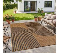 HomebyHome Tapis Extérieur Noir Effet Jute 200x280 cm Balcon Terrasse Jardin Résistant UV Grand XL Style Boho Tissage Plat