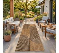 HomebyHome Tapis Extérieur Noir Effet Jute 80x250 cm Balcon Terrasse Jardin Résistant UV Couloir Style Boho Tissage Plat