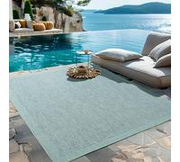 HomebyHome Tapis intérieur extérieur 140x200 cm Bleu uni Lavable imperméable Facile d'entretien Tissage Plat idéal pour Balcon terrasse Jardin et Cuisine