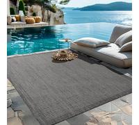 HomebyHome Tapis intérieur extérieur 280x370 cm Noir uni Lavable imperméable Facile d'entretien Tissage Plat pour Grandes pièces terrasse Jardin Salon Cuisine