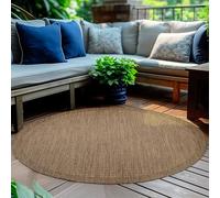 HomebyHome Tapis intérieur extérieur Rond 160 cm Marron uni Lavable imperméable Tissage Plat idéal pour Balcon terrasse Jardin et Cuisine