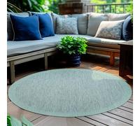 HomebyHome Tapis intérieur extérieur Rond 200 cm Bleu uni Lavable imperméable Tissage Plat idéal pour Balcon terrasse Jardin et Cuisine