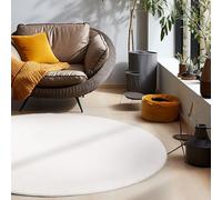 HomebyHome Tapis Moelleux Moderne à Poil Court, uni, avec Une Face inférieure Modern Couleur: Crème, Taille: 200 cm Rond