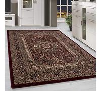 HomebyHome Tapis oriental vintage 240 x 340 cm poils courts rouge salon salle à manger couloir chambre à coucher grand certifié Oeko-Tex