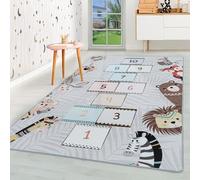HomebyHome Tapis pour Enfants Poils Courts Conception du Ciel et de l'enfer Chambre d'enfant de bébé Salle de Jeux Doux Lavable Rectangulaire Garçons Filles Gris, Couleur :Gris, Taille:100x150 cm