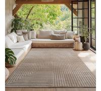 HomebyHome Tapis pour Salon, Chambre, Véranda - Poils Courts Beige, Effet Relief, Doux et Lavable, Adapté à l'Extérieur, Facile à Entretenir, 280x370 cm