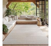 HomebyHome Tapis pour Salon, Chambre, Véranda - Poils Courts Crème, Effet Relief, Doux et Lavable, Adapté à l'Extérieur, Facile à Entretenir, 200x290 cm