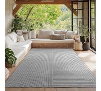 HomebyHome Tapis pour Salon, Chambre, Véranda - Poils Courts Gris, Effet Relief, Doux et Lavable, Adapté à l'Extérieur, Facile à Entretenir, 200x290 cm