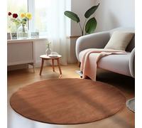 HomebyHome Tapis Rond Lavable 160 cm Marron Uni Poils Courts Moderne Doux Antidérapant Lavable en Machine pour Salon Chambre Salle à Manger
