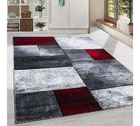 HomebyHome tapis Salon Moderne Chambre Rouge 120x170 cm - Tapis Poil Court Doux et Moelleux pour Salle de Séjour et Cuisine - Moquette Rectangulaire à Poils Ras