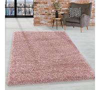 HomebyHome Tapis Shaggy à Poils Longs 100x200 cm Rose, Doux et Moelleux, Moderne uni, idéal pour Chambre ou Couloir