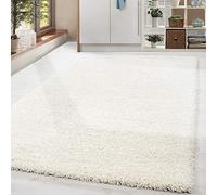 HomebyHome Tapis Shaggy crème à Poils Longs 140x200 cm Ultra Doux Moderne uni Polyvalent pour Salon Chambre ou entrée Confort et Style Intemporel