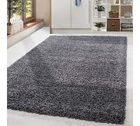 HomebyHome Tapis Shaggy Gris à Poils Longs 60x110 cm très Doux Design Moderne uni idéal pour Couloir entrée et Petits espaces Confort et élégance