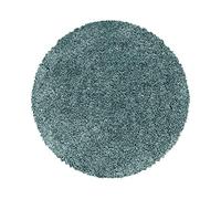 HomebyHome Tapis Shaggy Rond 200 cm Bleu, Doux et Moelleux, Moderne uni, Parfait comme élément décoratif Central