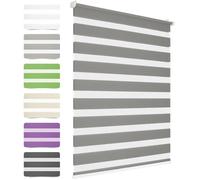HOMEDEMO Store Enrouleur Jour Nuit sans Chaîne sans Perçage, Double Tissu avec Clips Store occultant, 45 x 150 cm, Gris