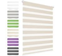 HOMEDEMO Store Enrouleur Jour Nuit sans Chaîne sans Perçage, Double Tissu avec Clips Store occultant, 45 x 120 cm, Lin