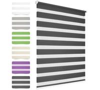 HOMEDEMO Store Enrouleur Jour Nuit sans Chaîne sans Perçage, Double Tissu avec Clips Store occultant, 60 x 120 cm, Anthracite