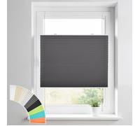 HOMEDEMO Store plissé à fixation par pince sans perçage, protection du soleil, pour fenêtres et portes, Anthracite, 35 x 100 cm