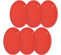 homEdge Lot de 6 dessous de plat en silicone antidérapant et résistant à la chaleur Rouge