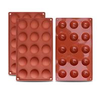 homEdge Petit moule en silicone semi-sphérique de 15 cavités, 3 moules de cuisson pour la fabrication de chocolat, gâteaux, gelée et mousse à dôme