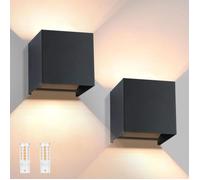 Homefire 2pcs Applique murale Intérieur /Extérieur Étanchéité IP65 Noir Angle Réglable 3000K Blanc Chaud Lampe pour Salon 10 cm