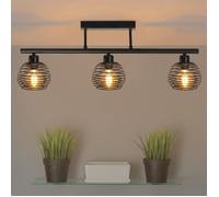 Homefire 3x E27 Vintage Ceiling Light - Plafonnier en forme de lanterne en fer et plastique - Noir - Ampoule non incluse
