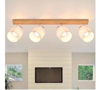 Homefire 4xE14 Spot plafonnier moderne - Tissu et métal - Bois - 68 x 16 x 13 cm - Orientable 350° MAX.25W