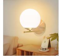 Homefire Applique murale d'intérieur or - Lampe de lit boule de verre E27 éclairage mural en métal