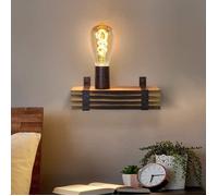 Homefire E27 Lampe murale rétro en bois - Bois et métal - 23 x 8.5 x 11 cm - Spot mural au design industriel