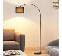 HOMEFIRE Lampadaire moderne incurvé - tissu, culot E27, idéal pour le salon et le coin lecture, compatible avec les ampoules LED