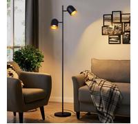 Homefire Lampadaire Salon 2 Flammes Noir Or E14 Rétro Lampadaire Chambre