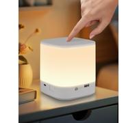 Homefire Lampe de chevet LED à intensité variable avec fonction tactile : Lampe de table rechargeable par USB, batterie 3600 mAh, sans fil, avec 3 températures de couleur et fonction de minuterie