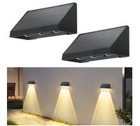 Homefire Lampes solaires d'extérieur - 2 appliques murales solaires extérieures LED appliques murales extérieures 3000K blanc chaud