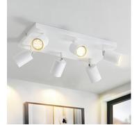 Homefire LED Plafonnier 6 Spots GU10 - Fer Blanc - 40 x 20 x 14 cm - Moderne rectangulaire 330° pivotant - Sans ampoule