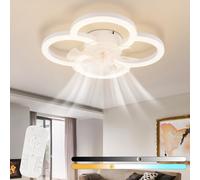 Homefire LED Ventilateur De Plafond Avec Lumiere - 40W Blanc Moderne Plafonnier Ventilateur Chambre Silencieuse Et Télécommande Dimmable Lampe De Plafond 6 vitesses Timer Pour Cuisine Salle à Manger