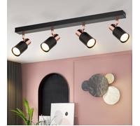 Homefire Plafonnier 4 Spot GU10 - Noir moderne Spot de Plafond orientable 355° Lampe de Cuisine pour Bar de Cuisine Couloir