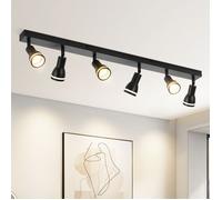 Homefire Plafonnier 6 Spots Noir : Plafonnier Métal GU10 Spots Pivotant Intérieur pour cuisine bureau salon chambre à coucher Sans