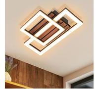 Homefire Plafonnier LED - 2 lampes, cadres carrés de tailles différentes, noir 3000 K, socle imitation bois