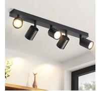Homefire Plafonnier LED 5 Spots GU10 - Noir en fer - 55 x 5.5 x 13,7 cm - Moderne - Orientable à 330°- Sans ampoule