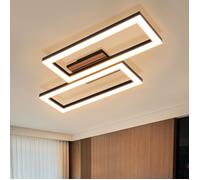 Homefire Plafonnier LED - Composition rectangulaire à deux modules parallèles 3000 K socle imitation bois