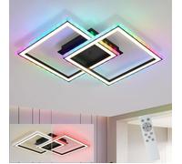 Homefire Plafonnier moderne LED - métal noir 35W Dimmable avec télécommande - RGB 40W changement de couleur 44,5 cm