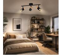 HOMEFIRE Plafonnier Noir Industriel 3 Spots GU10 Orientables - Luminaire de Plafond Vintage pour Salon Cuisine Chambre - Spot LED