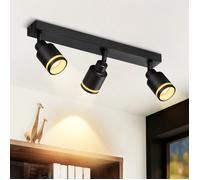 Homefire Plafonnier noir moderne : 3 spots de plafond orientables en métal, plafonnier GU10, pour chambre, salle à manger, sans